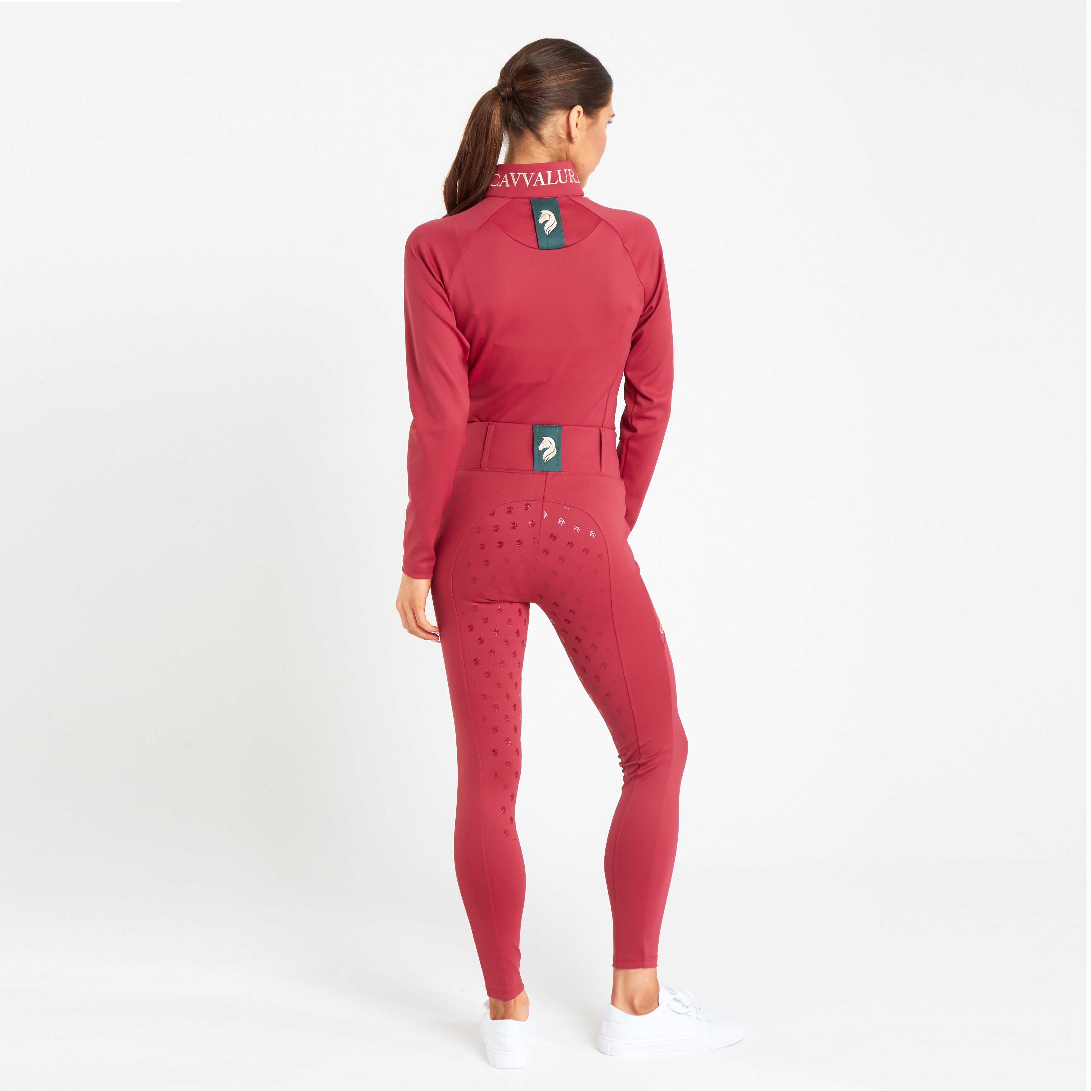 Cavvalure Red full grip equestrian riding leggings – full length