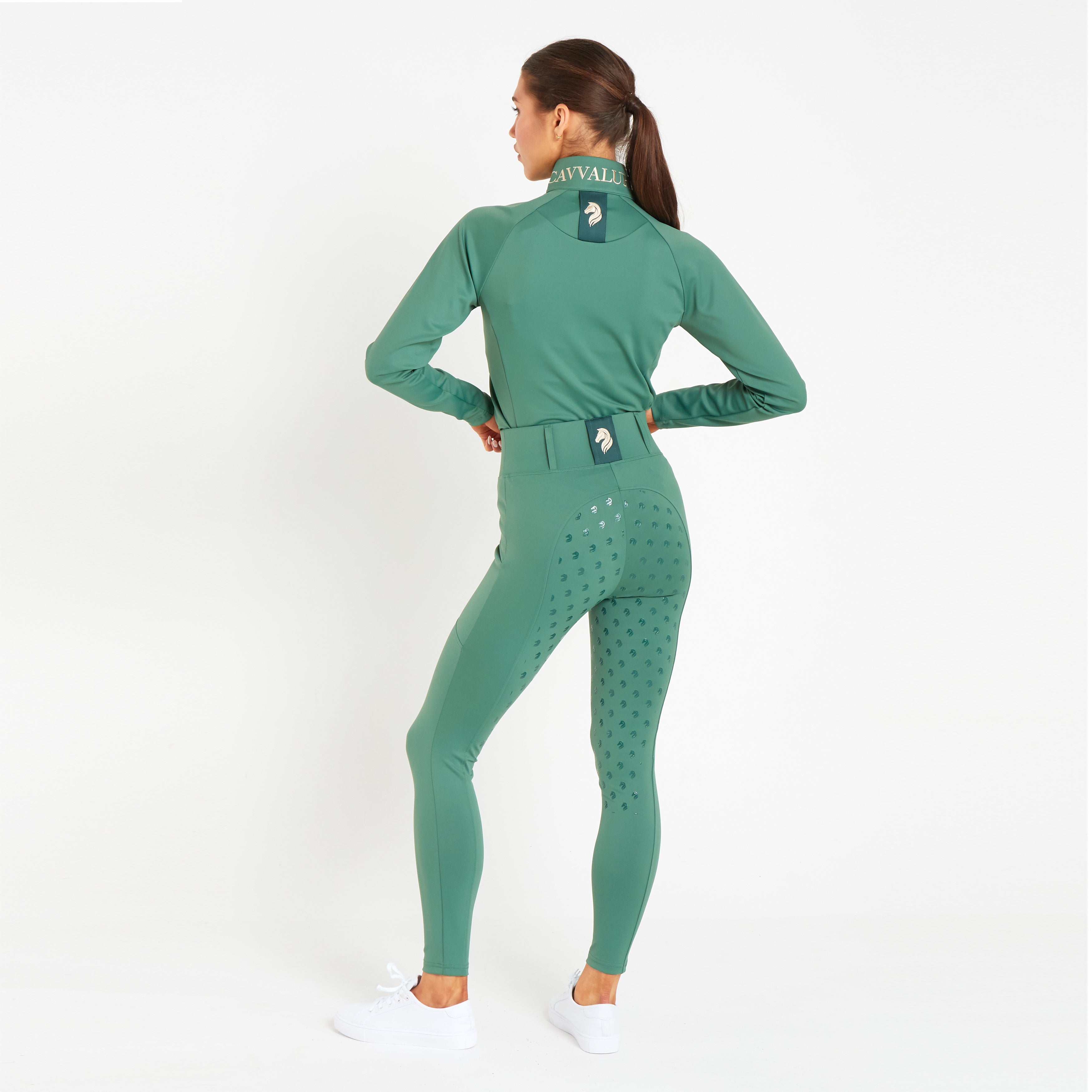 Cavvalure Green full grip equestrian riding leggings – full length