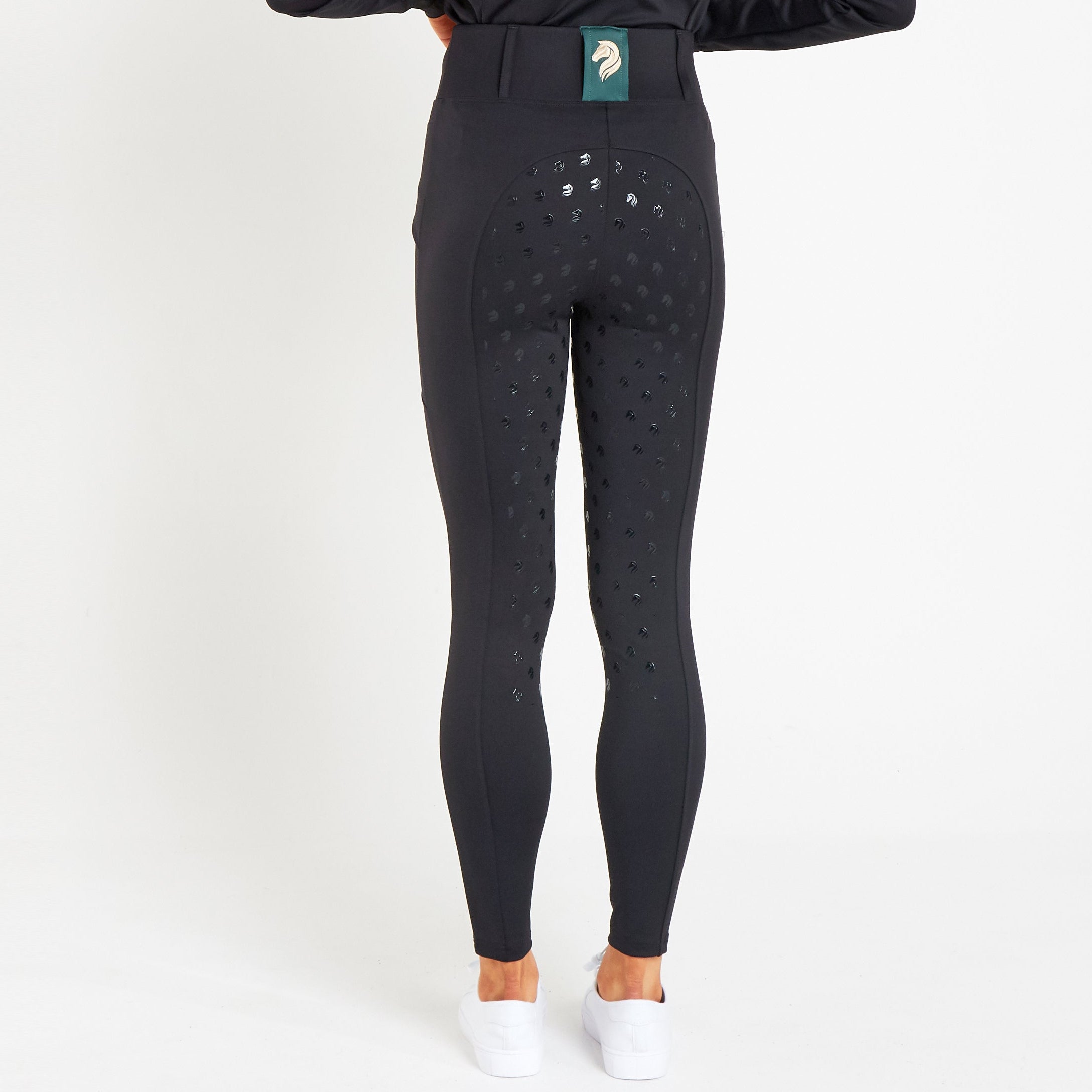 Cavvalure Black full grip equestrian riding leggings – back view