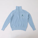 Cavvalure women's equestrian blue knit top – front view on model