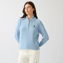 Cavvalure women's equestrian blue knit top – back view on model