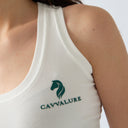 Cavvalure Off White women's equestrian tank top – back view on model