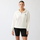 Cavvalure women's oversized equestrian quarter-zip – back view on model