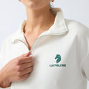 Cavvalure women's oversized equestrian quarter-zip – full length on model