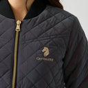 Cavvalure Noctis equestrian bomber jacket – detail view on model