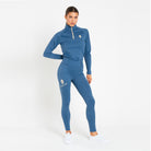 Cavvalure Blue Blue full grip equestrian riding leggings – detail view
