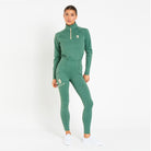 Cavvalure Green full grip equestrian riding leggings – detail view