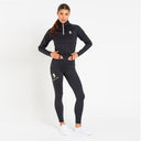 Cavvalure Black full grip equestrian riding leggings – detail view