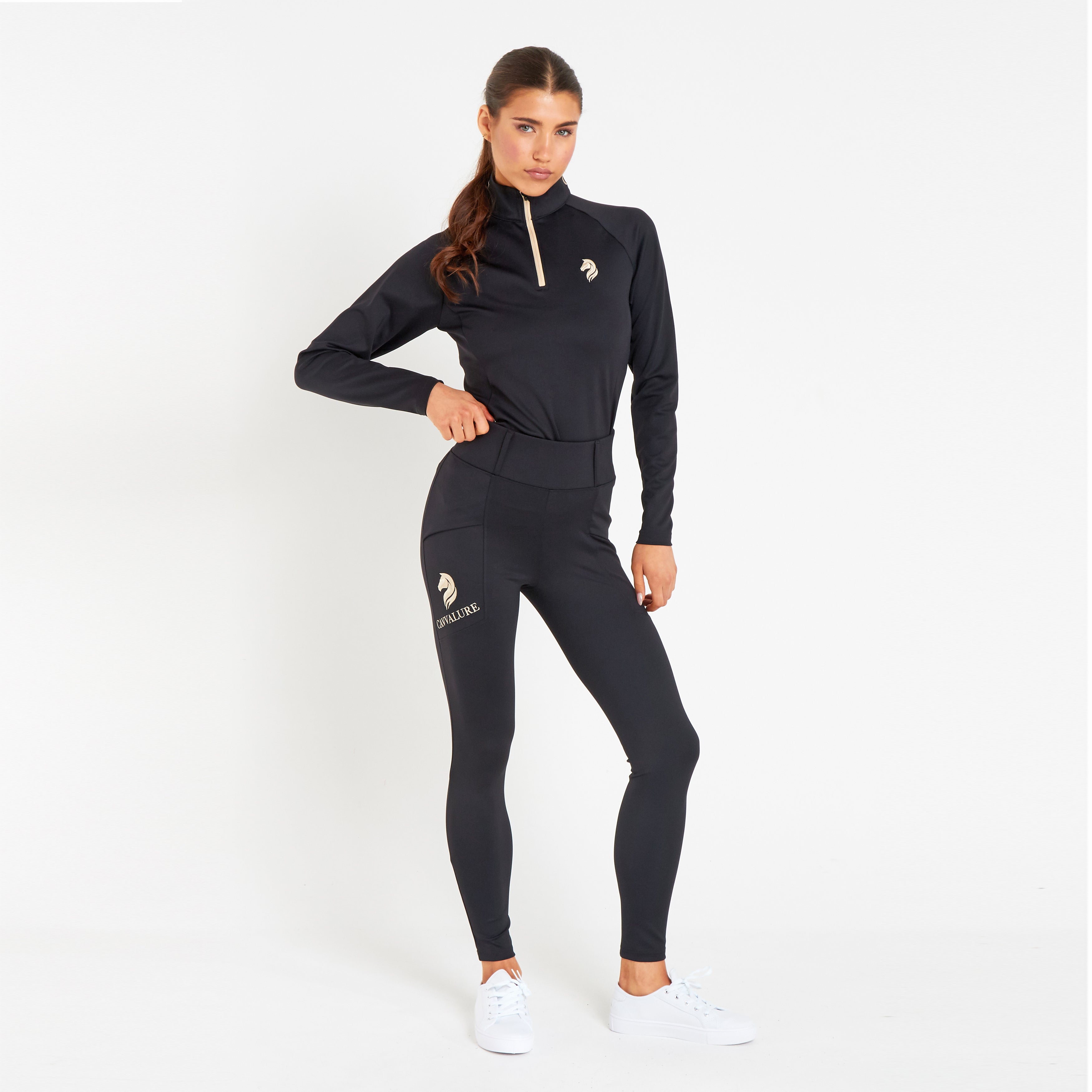 Cavvalure Black women's equestrian base layer – detail view