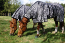 Cavvalure zebra print fly rug on horse – side view